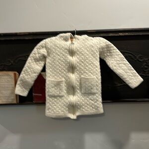 Aran Crafts Chilrens Merino Wool zip-Up Hoodie Cream, Size Medium